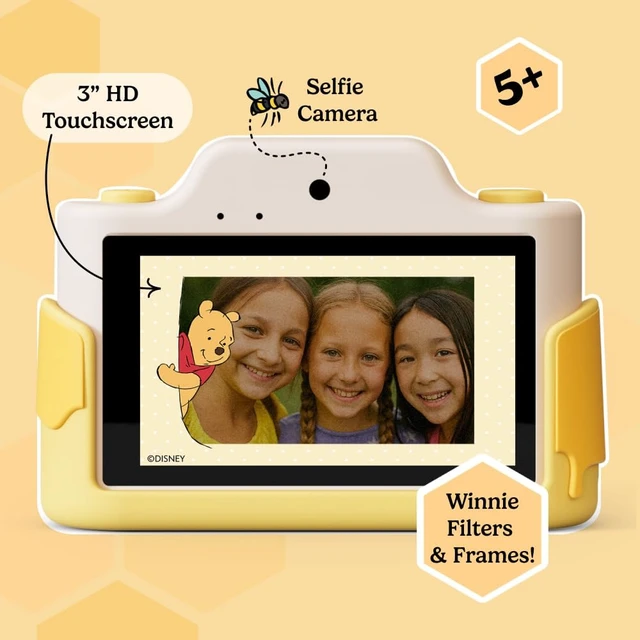 Alt view image 3 of 7 - Winnie the Pooh Official Licensed Kids Camera, 3" Touchscreen Digital Video Camcorder, 48MP Photo, 16GB SD Card, Birthday Gift for Ages 4, 5, 6, 7+ (Model K) by kiimento