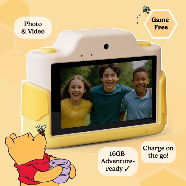 Alt view image 5 of 7 - Winnie the Pooh Official Licensed Kids Camera, 3" Touchscreen Digital Video Camcorder, 48MP Photo, 16GB SD Card, Birthday Gift for Ages 4, 5, 6, 7+ (Model K) by kiimento