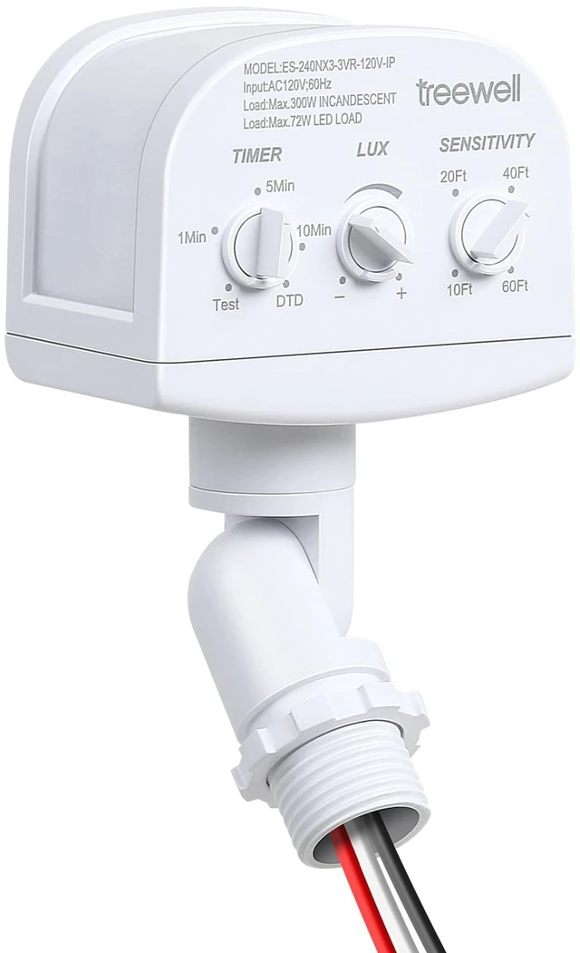 Main image of 240-Degree Replacement Motion Sensor, Adjustable LUX(5-300) & Time & Detection Sensitivity Up to 60 Feet Range, 3 Working Modes Outdoor Motion Detector for Security Floodlight, White