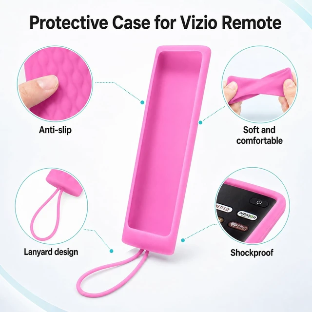 Alt view image 4 of 7 - 2 Pack Replacement for Vizio Smart TV Remote with Protective Cover (Pink) Universal Remote Control for Vizio TV Remote Compatible for VIZIO All LED LCD HD 4K UHD HDR Smart TV