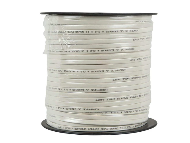 Alt view image 3 of 3 - Planate Series 16 Gauge AWG Pure Copper Flat Speaker Wire/Cable - 250ft CL2 in Wall Rated, Jacketed in PVC Material for Home Theater, Car Audio and More