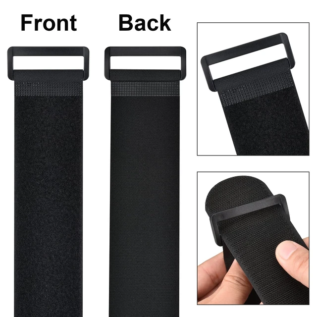 Alt view image 3 of 6 - 2 x 60 Inch Hook and Loop Cable Tie, 6 Pack Adjustable Strap Fastening Adhesive Cinch Strap with Plastic D-ring Buckle, Multi-Purpose Reusable Cord Organizer