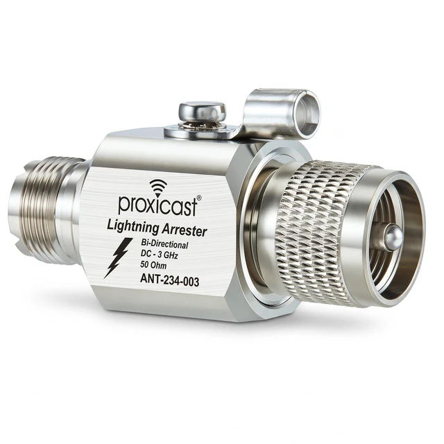 Main image of ProGrade 230V Coaxial Lightning Arrester - UHF PL-259 / SO-239 0 to 3 GHz - Gas Discharge Tube Surge Protecter for RF, HF, VHF, UHF, CB, Ham, Two-Way Radio and Other Antennas - ANT-243-003