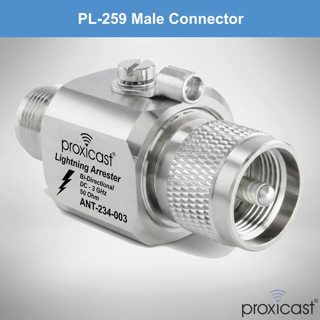 Alt view image 3 of 7 - ProGrade 230V Coaxial Lightning Arrester - UHF PL-259 / SO-239 0 to 3 GHz - Gas Discharge Tube Surge Protecter for RF, HF, VHF, UHF, CB, Ham, Two-Way Radio and Other Antennas - ANT-243-003