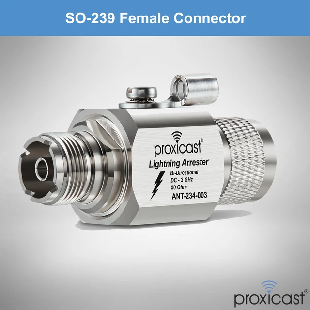 Alt view image 4 of 7 - ProGrade 230V Coaxial Lightning Arrester - UHF PL-259 / SO-239 0 to 3 GHz - Gas Discharge Tube Surge Protecter for RF, HF, VHF, UHF, CB, Ham, Two-Way Radio and Other Antennas - ANT-243-003