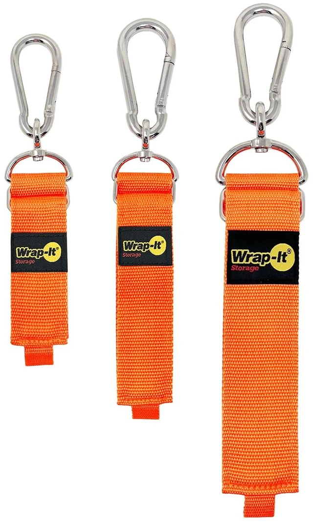 Main image of Hook 'n Hang Straps - Assorted 3-Pack Blaze Orange Heavy Duty Straps for Cord Storage or Garden Hose Organization