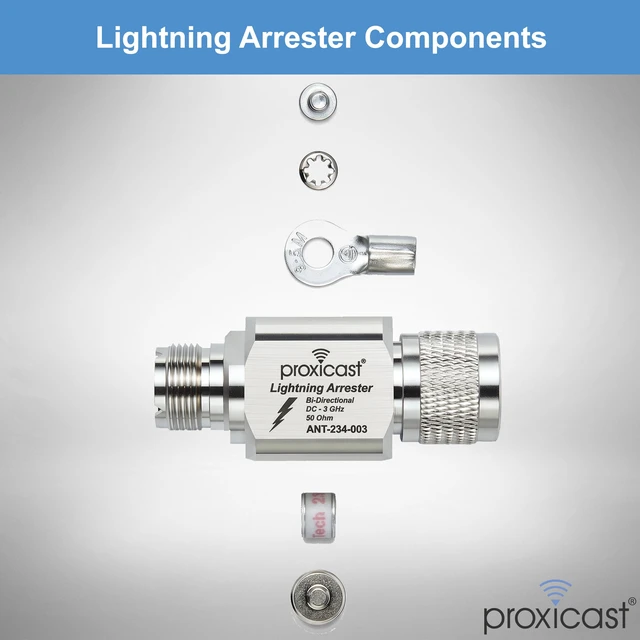 Alt view image 7 of 7 - ProGrade 230V Coaxial Lightning Arrester - UHF PL-259 / SO-239 0 to 3 GHz - Gas Discharge Tube Surge Protecter for RF, HF, VHF, UHF, CB, Ham, Two-Way Radio and Other Antennas - ANT-243-003