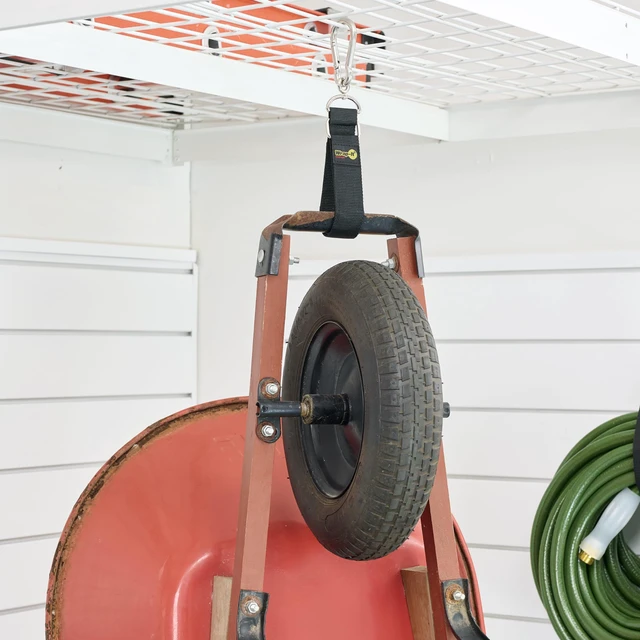 Alt view image 5 of 7 - Hook 'n Hang Straps - Assorted 3-Pack Blaze Orange Heavy Duty Straps for Cord Storage or Garden Hose Organization