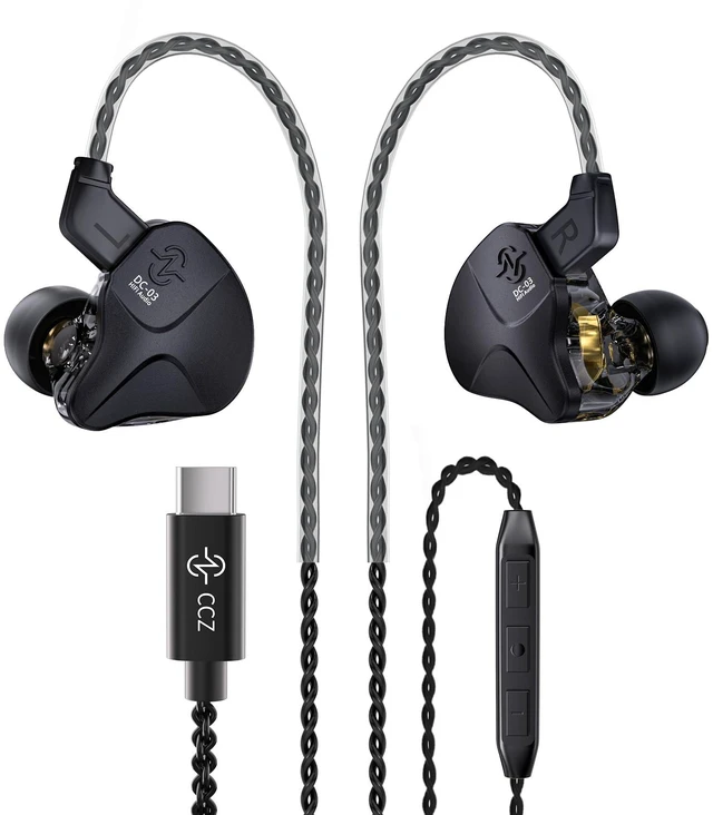 Main image of CCZ DC03 USB C Wired Headphones with Mic, Type C Earphones Wired Earbuds for iPhone 16/15 Pro Max Plus, Bass Stereo Noise Canceling IEMs for Gaming, in Ear Monitor Headphones for Musician Singers Call