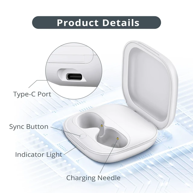 Alt view image 2 of 7 - Charging Case Replacement Compatible for Beats Fit Pro, Wireless Charger Case with Sync Button, 700mAh Built-in Battery, Charge Earbuds 3 Times, White