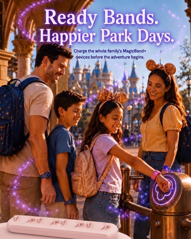 Alt view image 6 of 7 - Magic Band+Charging Station for Disney Magic Band Plus, Charges 4 Bands 90-Min Full Charge, No More Taking Turns To Charge, Portable USB-C Magic Band+ Charging Dock, for Disneyland Trip Essentials