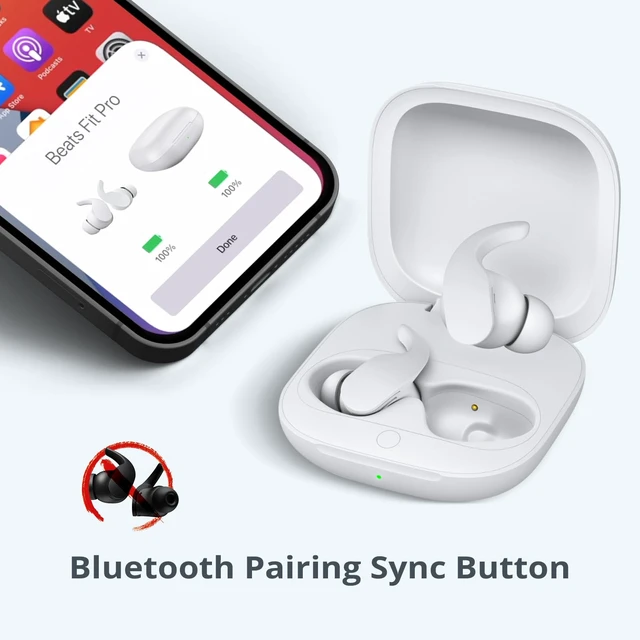 Alt view image 5 of 7 - Charging Case Replacement Compatible for Beats Fit Pro, Wireless Charger Case with Sync Button, 700mAh Built-in Battery, Charge Earbuds 3 Times, White