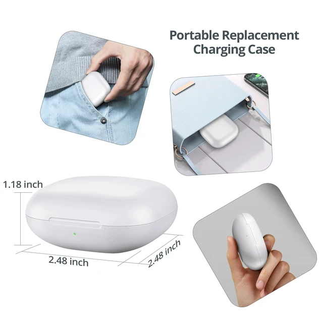 Alt view image 7 of 7 - Charging Case Replacement Compatible for Beats Fit Pro, Wireless Charger Case with Sync Button, 700mAh Built-in Battery, Charge Earbuds 3 Times, White