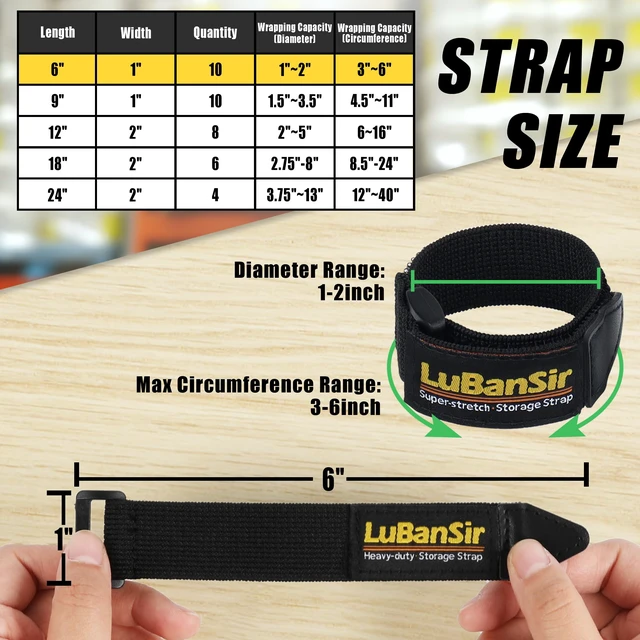 Alt view image 5 of 7 - Cinch Straps, 1" x 6" (10 Pack) for Extension Cord Organization Elastic Hook and Loop Storage Straps with Buckle for Bicycle, Truck, Boat and More for Ropes, Hoses Organization