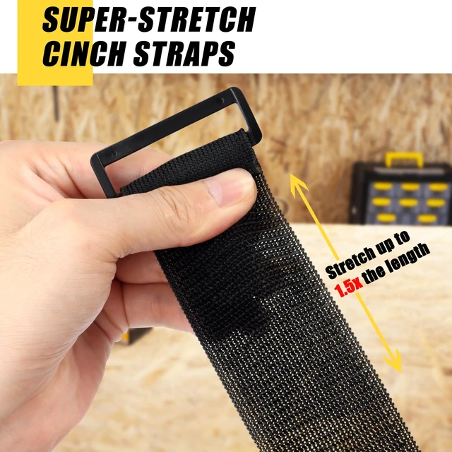 Alt view image 2 of 7 - Cinch Straps, 1" x 9" (10 Pack) for Extension Cord Organization Elastic Hook and Loop Storage Straps with Buckle for Bicycle, Truck, Boat and More for Ropes, Hoses Organization