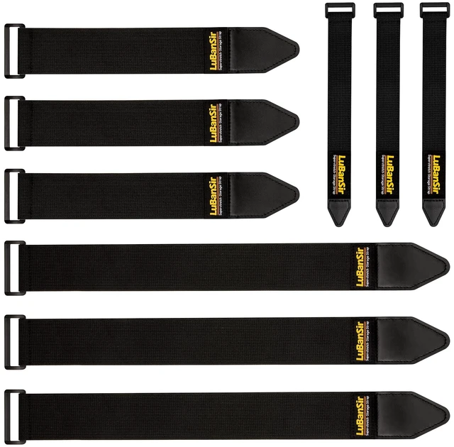 Main image of Cinch Straps, Assorted 9 Pack (9/12/18) for Organization Elastic Hook and Loop Storage Straps with Buckle for Bicycle, Truck, Boat and More for Ropes, Hoses Organization