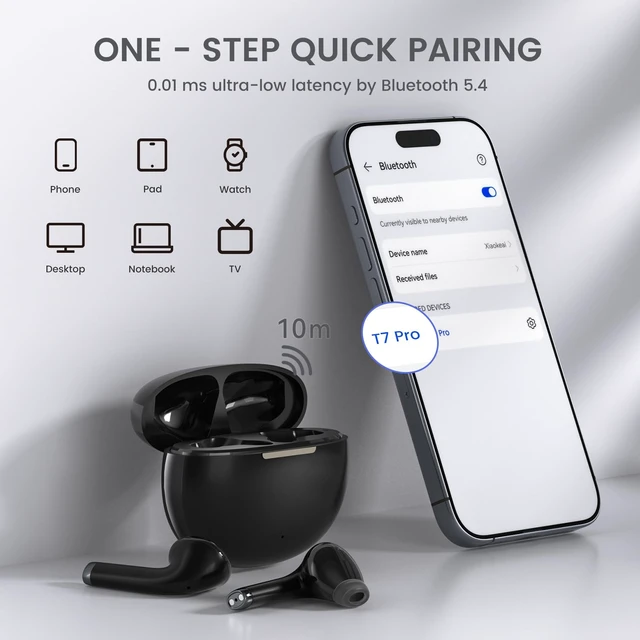 Alt view image 7 of 7 - Wireless Earbuds for Samsung Galaxy Ultra Comfort Bluetooth 5.4 Headphones Mini Semi in Ear Buds for iPhone, High-Fidelity Stereo Workout in Ear Earphones, IPX7 Waterproof, 4 ENC Mics for Clear Calls