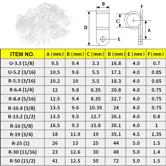 Alt view image 2 of 7 - 100Pcs White Nylon R-Type Cable Clamps, 3/4 Inch Wire Organizer Nylon durable material, R-Type cable fixing clips, Ideal for household wire management, Office Cable Management