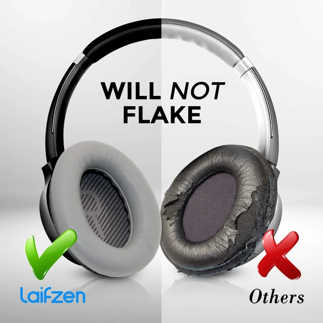 Alt view image 5 of 7 - Lambskin QC45 SE QC35ii QC35 QC25 QC15 Earpads Cushions Replacement Ear Pads for Bose QC 45 35 II QC2 AE2 AE2i AE2w SoundLink SoundTrue 35ii 25 15 2 AE QuietComfort Sheepskin Leather Gray (Silver)
