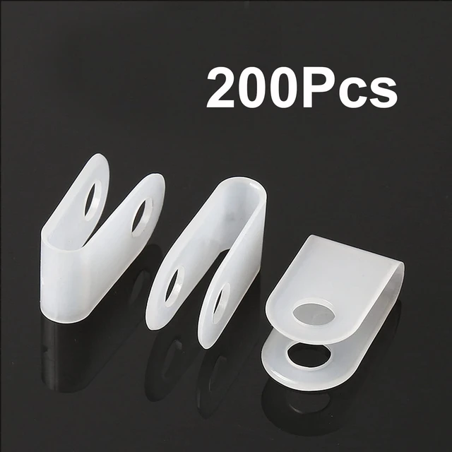 Alt view image 7 of 7 - 100Pcs White Nylon R-Type Cable Clamps, 3/4 Inch Wire Organizer Nylon durable material, R-Type cable fixing clips, Ideal for household wire management, Office Cable Management