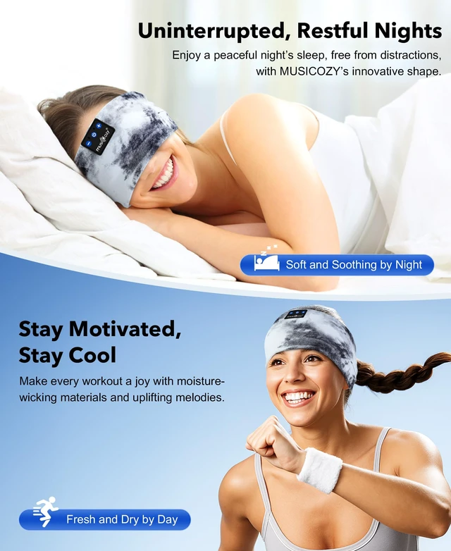 Alt view image 2 of 7 - Sleep Headphones Tie-Dye Bluetooth Headband Headphone for Sleeping Wireless Sport Headbands Earphones Sweat Resistant Earbuds for Workout Running Cool Gadgets Unique Gifts for Women