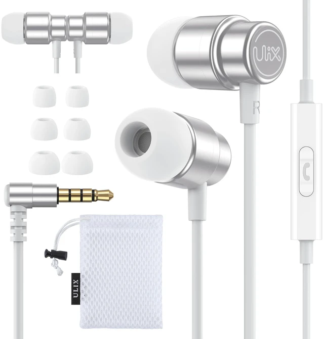 Main image of Rider Wired Earbuds in-Ear Headphones, Earphones with Microphone, with Anti-Tangle Cable, Ear Buds for iPhone, iPad, Samsung, School Students, Kids, Women, Small Ears - White
