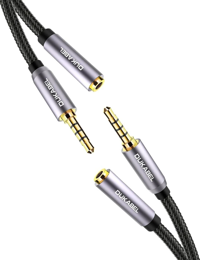 Main image of Mic-Supported 4 Pole TRRS Headphone Extension Cable -4 Feet /2 Pack Nylon Braided Cord Compatible with TRRS microphone Smartphone PC TV Headset PS4 Controller Car Speaker