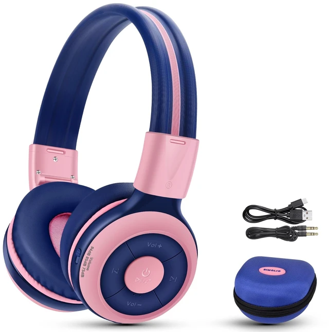 Main image of Kids Wireless Headphones w/Mic for School,75/85/94dB Safe Volume Share Port, Travel Case, AUX Cord, USB C Charging, Bluetooth Headsets for Boys/Girls/Children/iPad/Tablet/Airplane/Travel