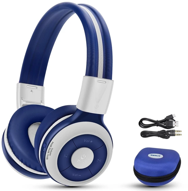 Main image of Kids Bluetooth Headphones with Microphone, 75/85/94dB Volume Limit Wireless Headset for Toddler Teens Children, Share Port, Travel Case, 3.5mm Cord, Foldable for School Airplane iPad Tablet