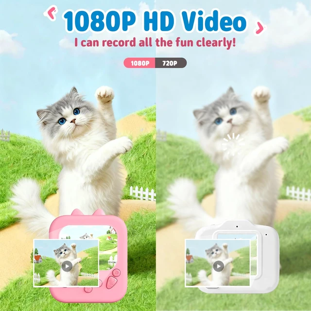 Alt view image 7 of 7 - Kids Camera Instant Print: 1080P Camera for Kids, Pink Cat Instant Camera, 32G SD Card - Lanyard - Christmas Birthday Gifts for Girls Boys - Portable Toy for 3 4 5 6 7 8 9 10 Years Old