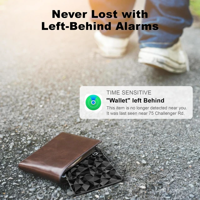 Alt view image 6 of 7 - Wallet Tracker Card for Apple Find My (iOS Only), Ultra-Thin Bluetooth Tracker Smart Card Wallet Finder, IP68 Waterproof Slim Item Locator for Wallets, Keys, Passport & Luggage Tags ((Faceted Black)
