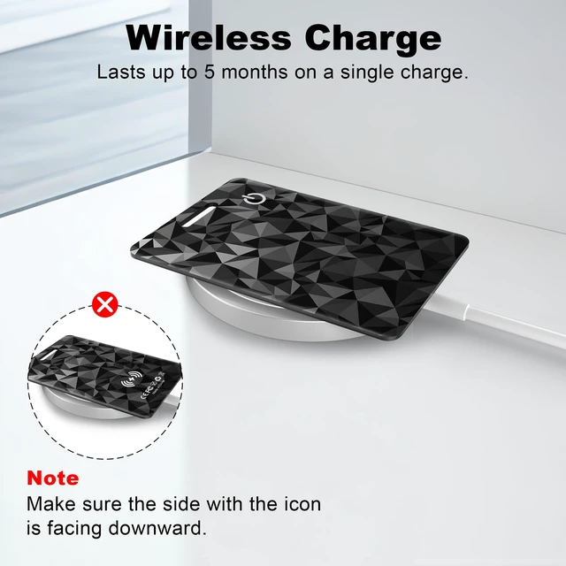 Alt view image 7 of 7 - Wallet Tracker Card for Apple Find My (iOS Only), Ultra-Thin Bluetooth Tracker Smart Card Wallet Finder, IP68 Waterproof Slim Item Locator for Wallets, Keys, Passport & Luggage Tags ((Faceted Black)