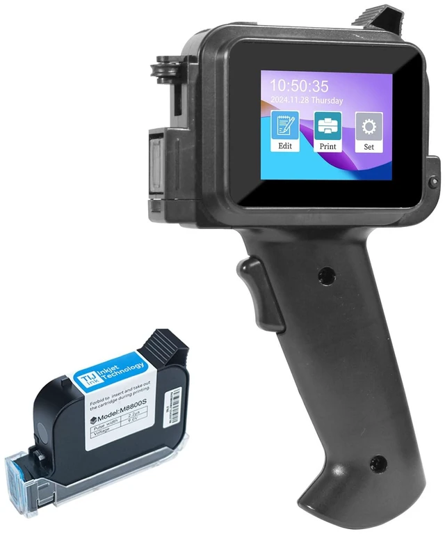 Main image of Handheld Inkjet Printer with 42ml Quick-Drying Ink Cartridge, 0.5 Inch Nozzle Ink Jet Coding Machine for EXP Date/Batch Number/QR Code/Barcode/Logo/Text (ZM-C12mini) (Black)
