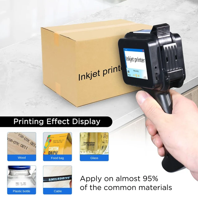 Alt view image 3 of 7 - Handheld Inkjet Printer with 42ml Quick-Drying Ink Cartridge, 0.5 Inch Nozzle Ink Jet Coding Machine for EXP Date/Batch Number/QR Code/Barcode/Logo/Text (ZM-C12mini) (Black)