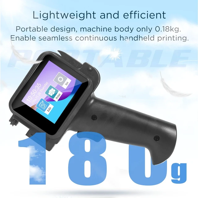 Alt view image 6 of 7 - Handheld Inkjet Printer with 42ml Quick-Drying Ink Cartridge, 0.5 Inch Nozzle Ink Jet Coding Machine for EXP Date/Batch Number/QR Code/Barcode/Logo/Text (ZM-C12mini) (Black)