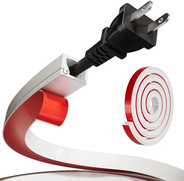 Main image of 78" Silicone Cord Hider for 1 Cord, Self-Adhesive Wall Cord Cover Flexible Side Buckle Cable Raceway for Wall Mounted TV, Home Office Desk Cable Management, White