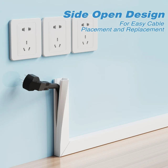 Alt view image 5 of 7 - 78" Silicone Cord Hider for 1 Cord, Self-Adhesive Wall Cord Cover Flexible Side Buckle Cable Raceway for Wall Mounted TV, Home Office Desk Cable Management, White