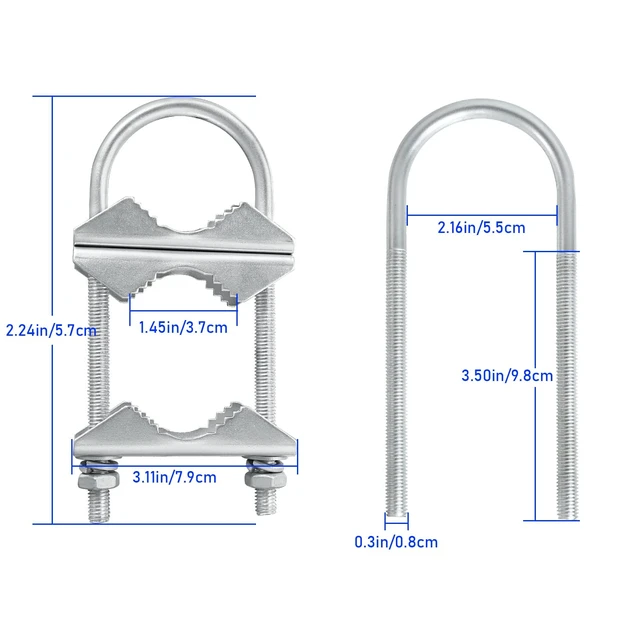 Alt view image 2 of 5 - Double Antenna Mast Clamp V Jaw Block with U Bolts, Heavy Duty Mast to Mast Mount Bracket Kit for Outdoor Antenna 6 Sets