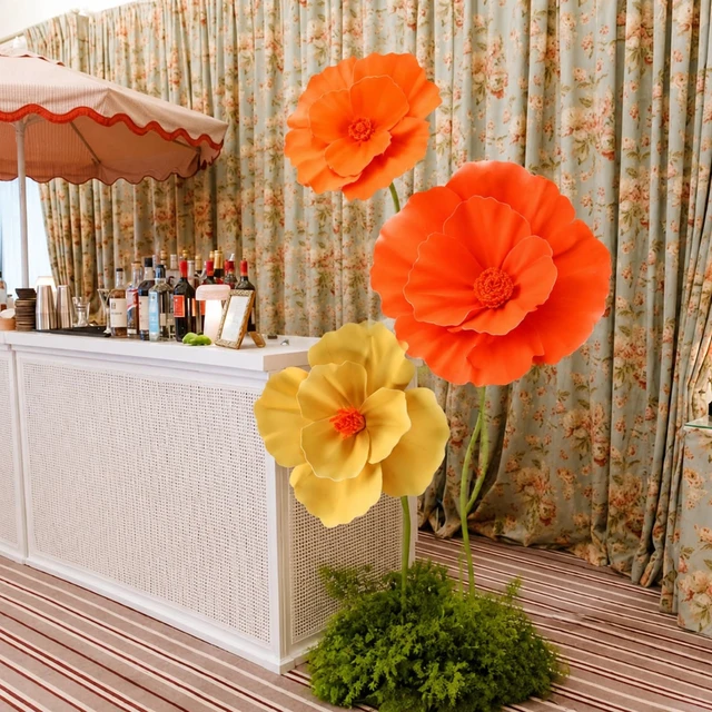Alt view image 3 of 6 - 3 Pcs Fall Giant Artificial Flower Large 12 16 20" Paper Flower Decor Large Paper Flower Decoration for Fall Wedding Backdrop, Large Artificial Flower for Autumn Thanksgiving Party Decorations