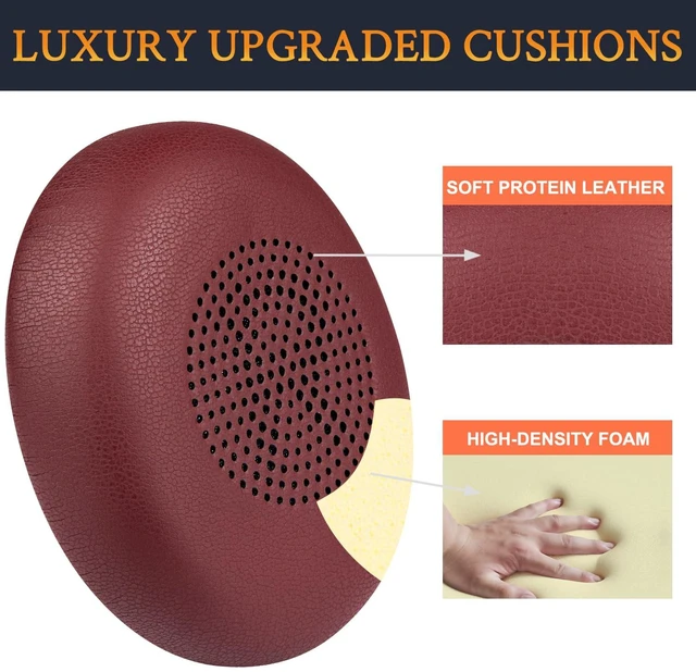 Alt view image 3 of 5 - Earpads Replacement for Jabra Evolve2 65 (Evolve 2 65MS 65UC MS UC)/Evolve2 40 (40UC 40MS USB)/Elite 45h On-Ear Wireless Headset, Ear Pads Cushions with Softer Protein Leather - Burgundy