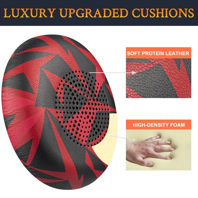 Alt view image 3 of 4 - Earpads Replacement for Jabra Evolve2 65 (Evolve 2 65MS 65UC MS UC)/Evolve2 40 (40UC 40MS USB)/Elite 45h On-Ear Wireless Headset, Ear Pads Cushions with Softer Protein Leather - Red Storm