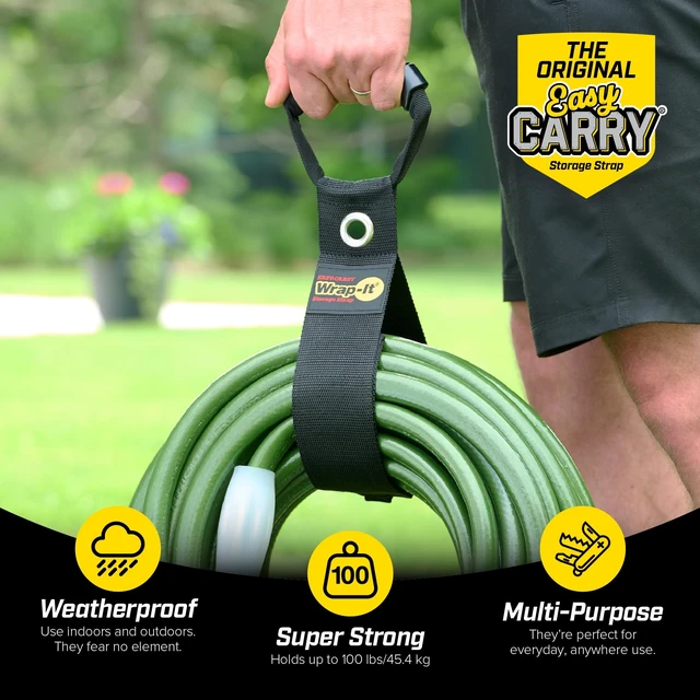 Alt view image 2 of 7 - Easy-Carry Straps - 28 (2-Pack) Black with Grommet Cord Wrap and Hose Organizer for Your RV Tool Kit