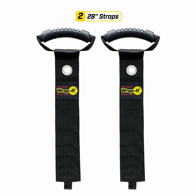 Alt view image 3 of 7 - Easy-Carry Straps - 28 (2-Pack) Black with Grommet Cord Wrap and Hose Organizer for Your RV Tool Kit