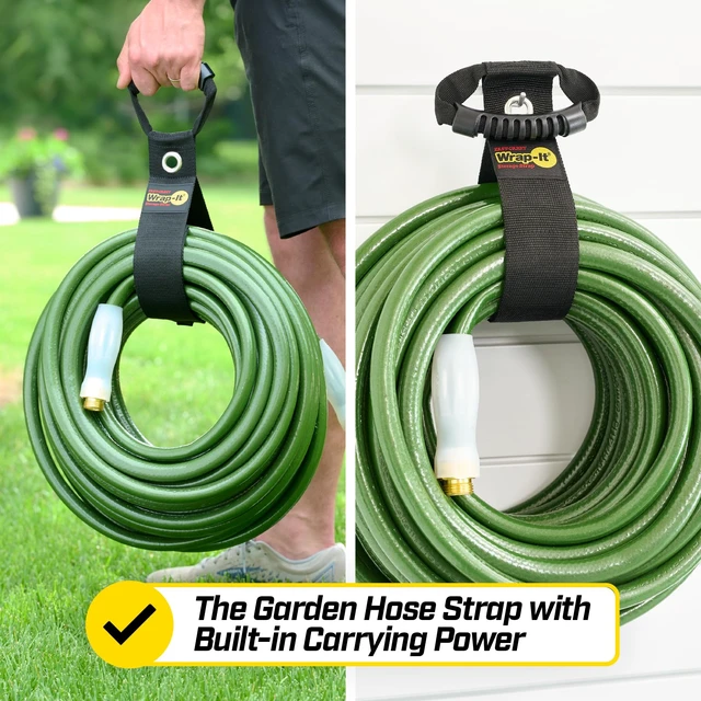 Alt view image 4 of 7 - Easy-Carry Straps - 28 (2-Pack) Black with Grommet Cord Wrap and Hose Organizer for Your RV Tool Kit