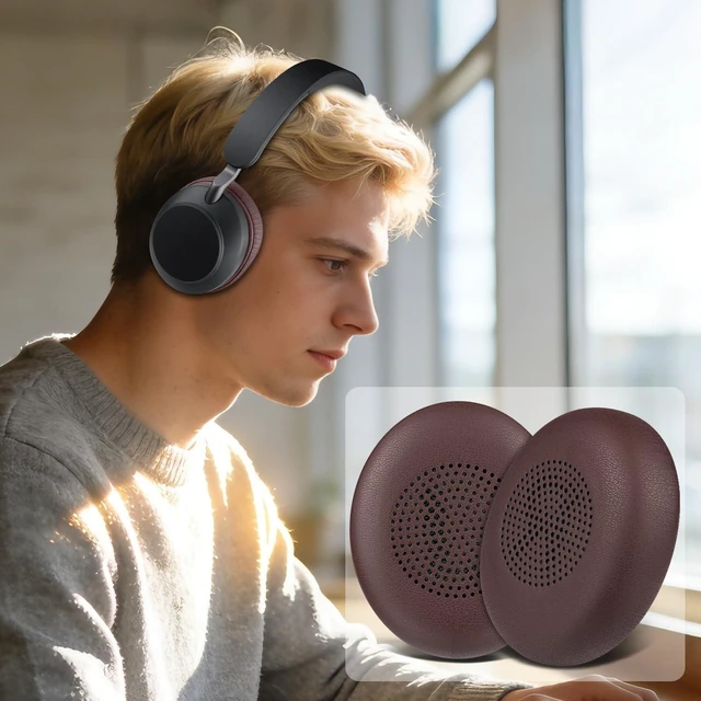 Alt view image 5 of 5 - Earpads Replacement for Jabra Evolve2 65 (Evolve 2 65MS 65UC MS UC)/Evolve2 40 (40UC 40MS USB)/Elite 45h On-Ear Wireless Headset, Ear Pads Cushions with Softer Protein Leather - Dark Coffee