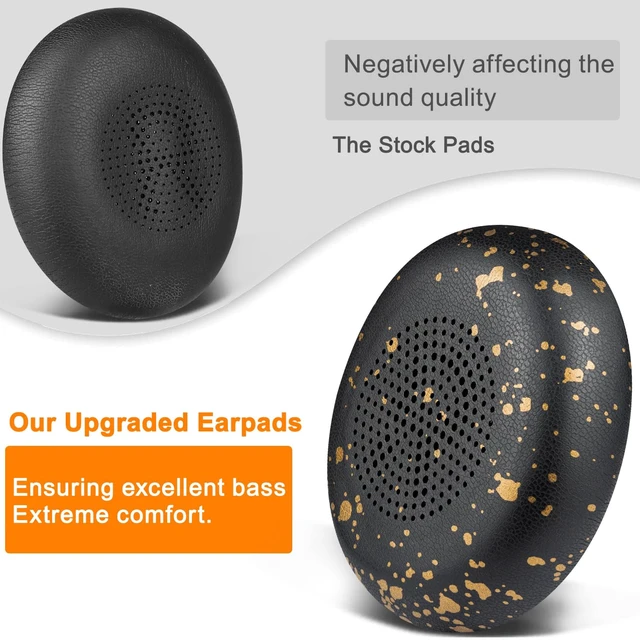 Alt view image 4 of 4 - Earpads Replacement for Jabra Evolve2 65 (Evolve 2 65MS 65UC MS UC)/Evolve2 40 (40UC 40MS USB)/Elite 45h On-Ear Wireless Headset, Ear Pads Cushions with Softer Protein Leather - Black Gold