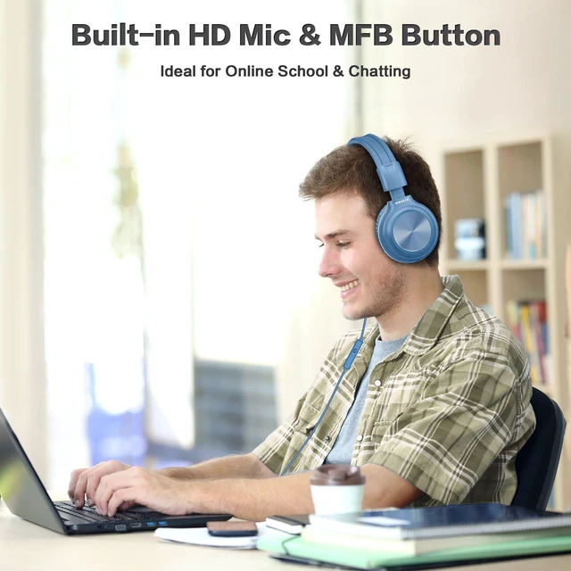 Alt view image 2 of 7 - Manyshare Headphones for Kid, 3.5mm Wired Headset with Mic for iPad Built-in Share Port, 3-Level Volume Limiting, HD Mic, Durable Foldable Over-Ear Design and Pouch for School, PC and Travel