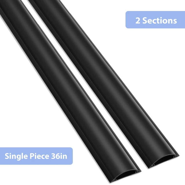 Alt view image 7 of 7 - 6ft Cord Covers for Wires on Floor, Large Capacity Wire Hider, Black Fits 4-7 Cables, Rigid PVC Construction, 2 Pack 3ft Each, Seamless Connection, Self-Adhesive, Cord Cavity 1.8" W x 0.6" H
