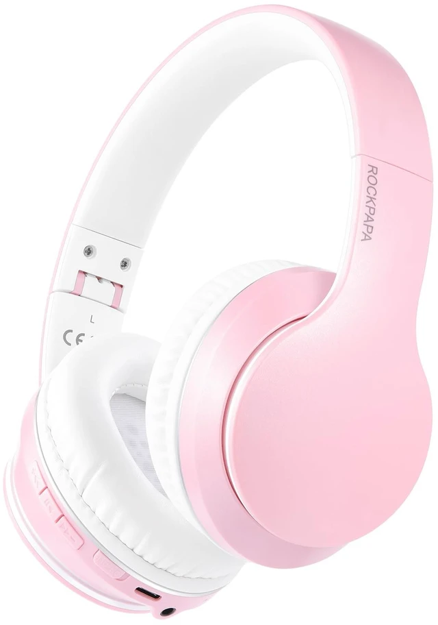 Main image of E7 Wired/Wireless Bluetooth Headphones with Mic, 25 Hours Playtime 2 in 1 Wire less Blue tooth Head Phones Foldable Lightweight for Kids Boys Girls Youth in School Airplane Car Pink