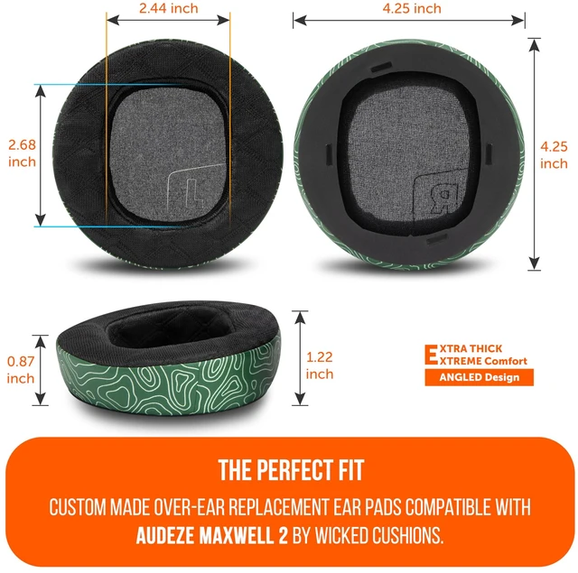 Alt view image 5 of 7 - Mod Kit Maxwell 2 - Earpads, Headband & Side Plates for Audeze Maxwell 2 Made by Wicked Cushions Extra Wide Silicone Headband, Magnetic Plates & Gel Earpads For Maxwell 2 & 2ANC Emerald Tide
